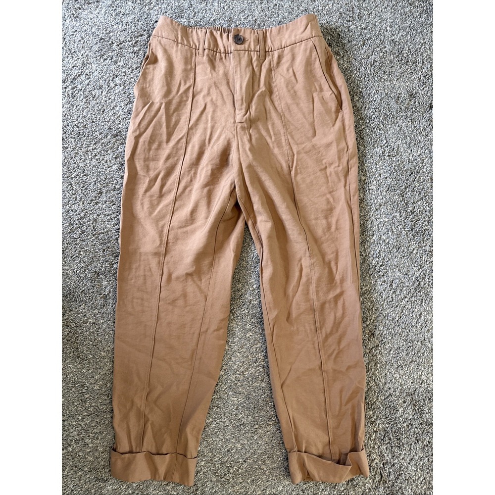 A New Day Women's Straight Leg High Rise Cuffed Hem Brown Size 8